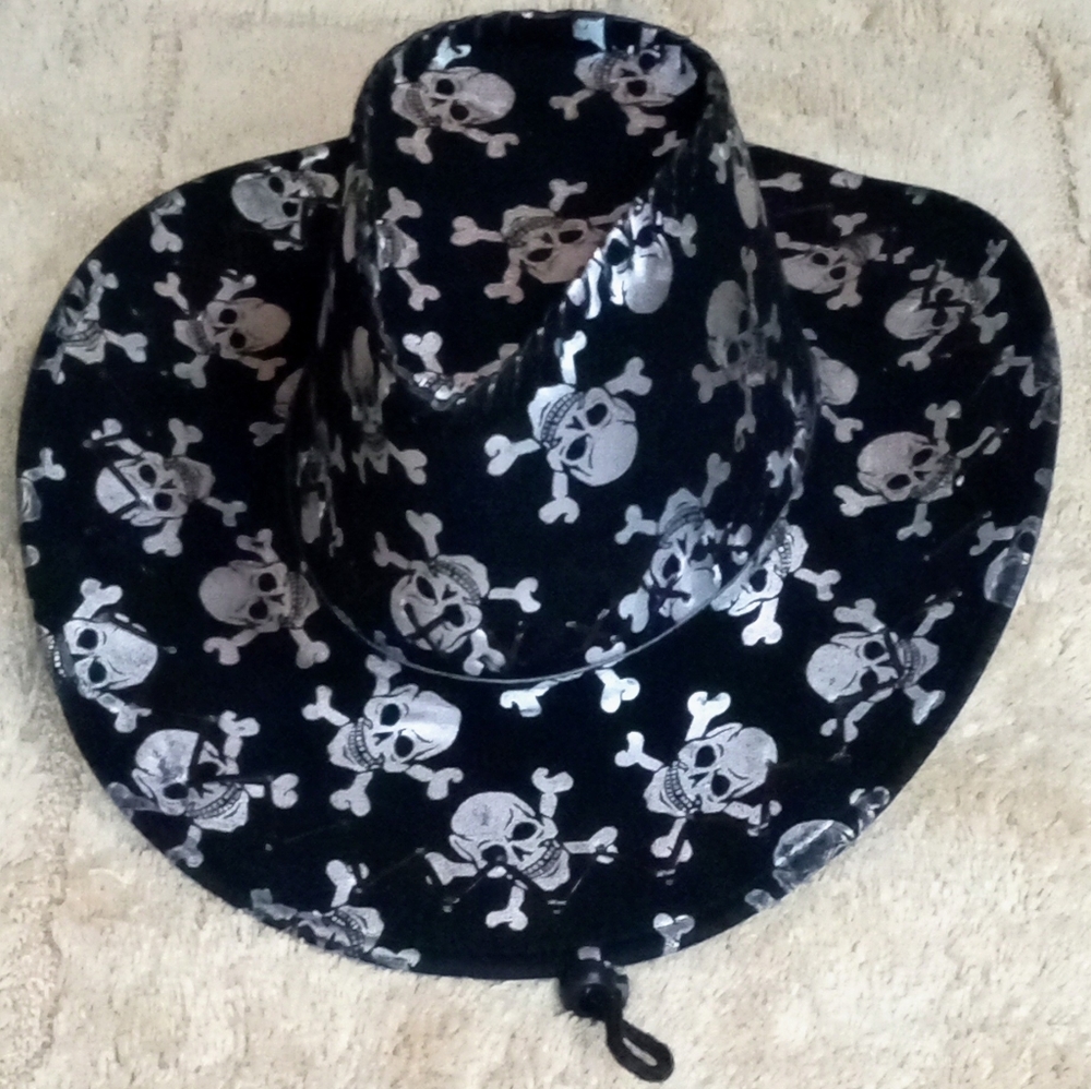 Black with silver skulls